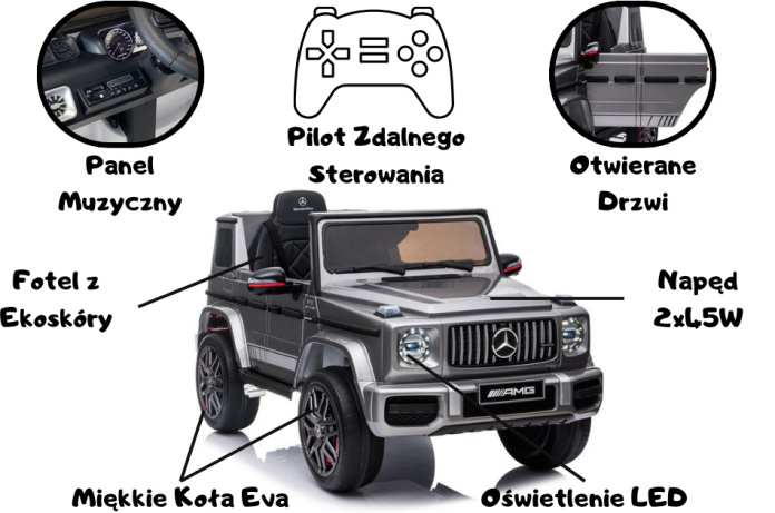 Auto na Akumulator Mercedes G63 AMG Czarny Parametry